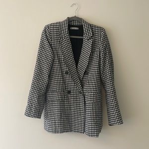 Reformation Checkered Linen Blazer